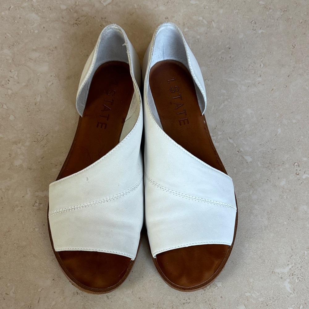 1. State White Leather Sandals